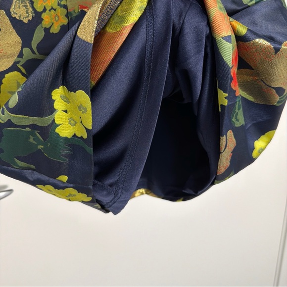 Lulus So Stunning Navy Blue Floral Jacquard Puff Sleeve Mini Dress - Picture 12 of 13